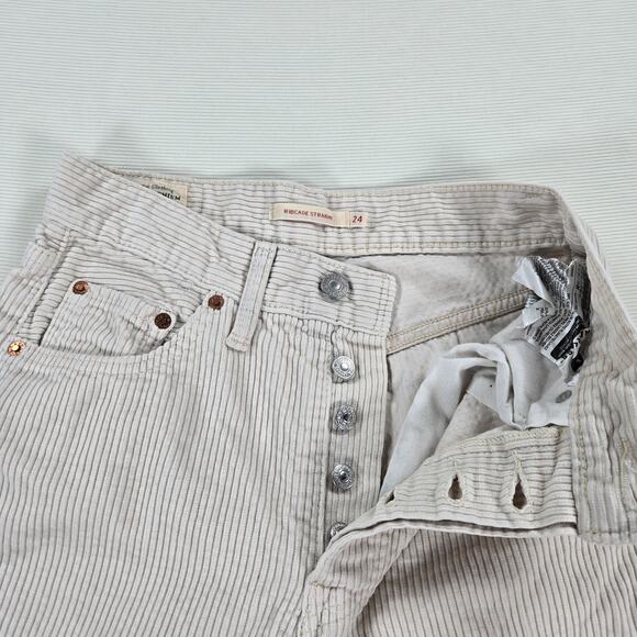 Levi's Premium Corduroy Ribcage Straight Ankle Pants in Beige Women's Size 24 - Picture 6 of 10